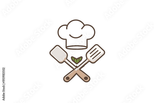 Cooking tools crossed with a chef hat creating a unique kitchen design