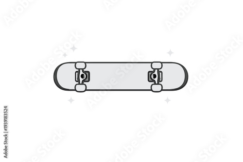 Skateboard with standard wheels placed on a flat surface ready for use