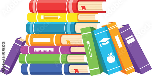 Stacked Academic Books Education Library Study Vector