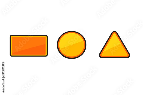 Shapes in orange colors displayed side by side on a white background