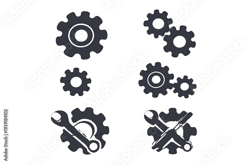 Different sizes of gears and tools for mechanical and industrial use