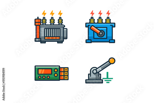 Electric components for energy generation and control displayed on a