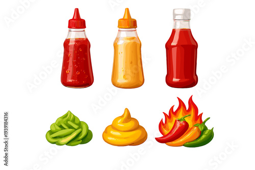 Different types of condiments on a table for outdoor dining and