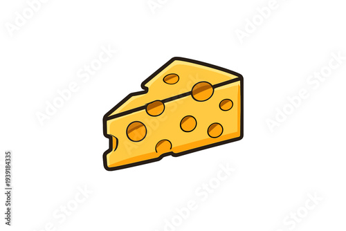 Cheese block with holes in simple design on a white background showing