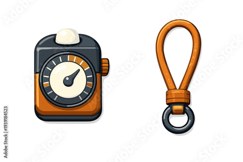 Stopwatch and loop design for sports or activities displayed on a