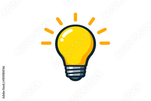 Bright light bulb with rays showing creativity and inspiration in a