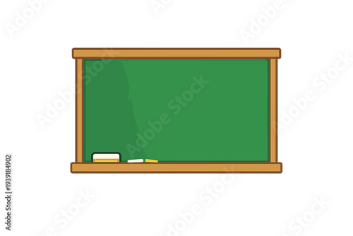 Blackboard in a classroom with chalk and eraser showing the learning