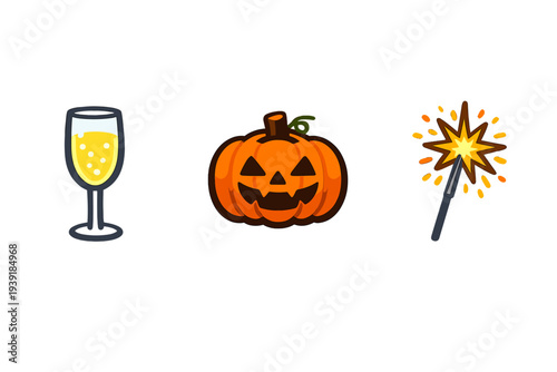 Celebration of Halloween with pumpkin and drinks at party event