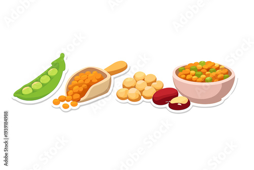 Colorful collection of seeds and legumes arranged on a plain