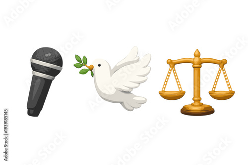 Symbols of peace justice and communication can inspire change in