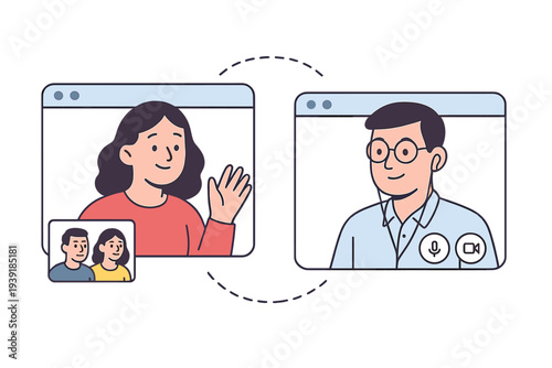 People engaging in a video call on a computer screen during an online