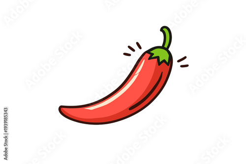 Red chili pepper drawing showing details of shape and color with no