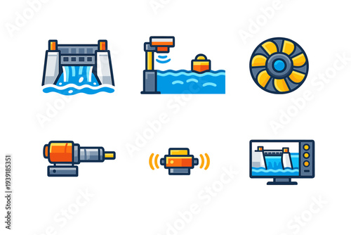 Water management systems shown in various illustrations representing