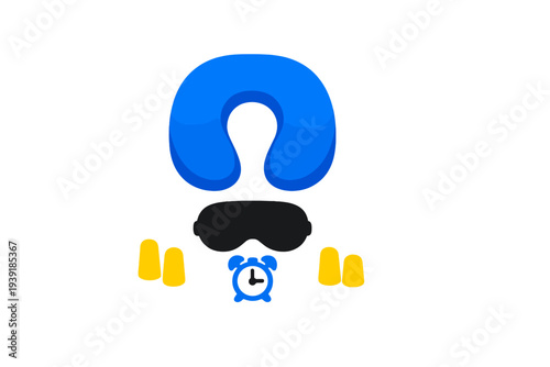 Items for comfort during travel include a neck pillow ear plugs eye