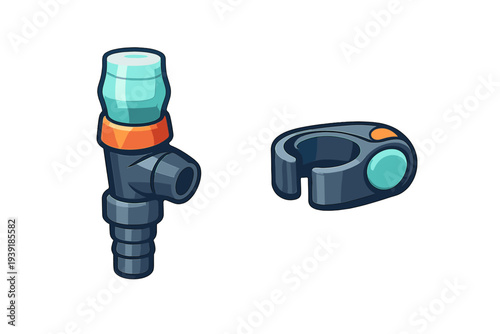 Garden hose connector and nozzle device for watering plants and