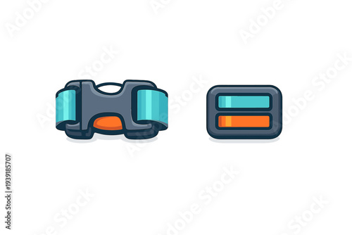 Fitness tracker band and display on white background showing health