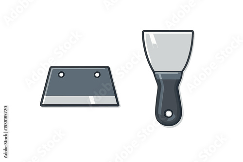 Use of two tools for scraping and smoothing surfaces in painting and