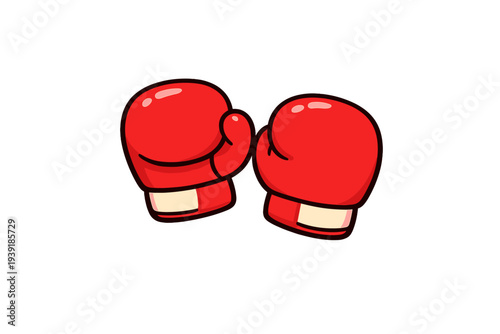 Two red boxing gloves are facing each other on a plain white