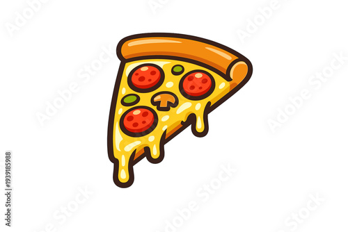 Slice of pizza topped with cheese pepperoni green olives and mushrooms