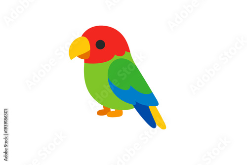 Colorful parrot stands on a plain background with bright colors and a
