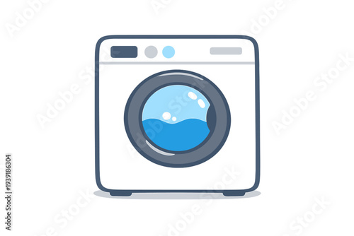 Washing machine at home with water visible in the drum during the