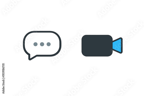 Icons of messaging and video recording used for communication in
