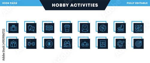 Hobbies, Leisure and Recreation Outline Icons Pack for Website, Apps and UI Interfaces