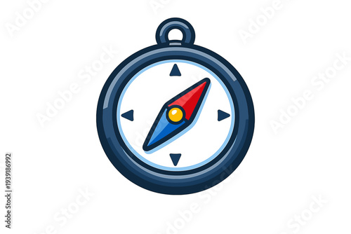 Compass pointing north with a red arrow during a clear day showing