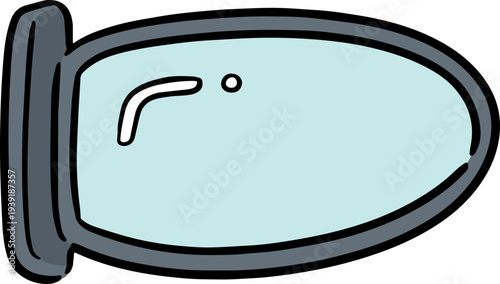 Hand drawn illustration of rear view mirror