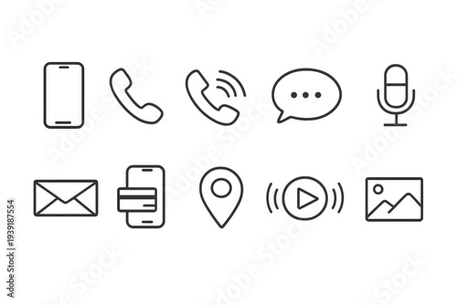 Collection of communication icons showing various methods of