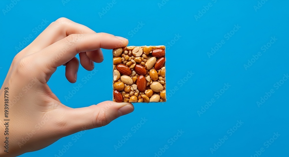 Obraz premium hand holding a nut brittle piece