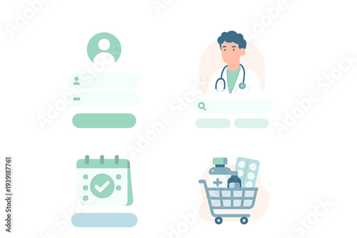 Health management app showing user profile doctor schedule and