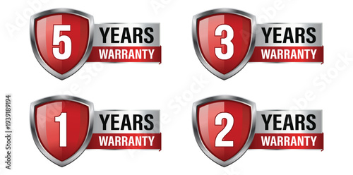 Warranty Shield Badge Set Illustration