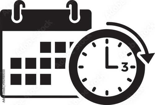 Calendar Schedule Reminder Icon Deadline Time Planning Clock Vector Symbol