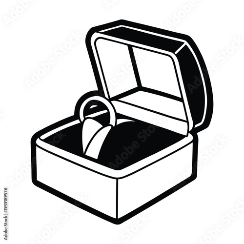 Vector illustration of an open jewelry gift box with a ring
