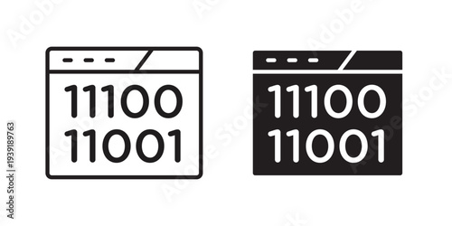 Binary code icon vector illustration designs pack. EPS10