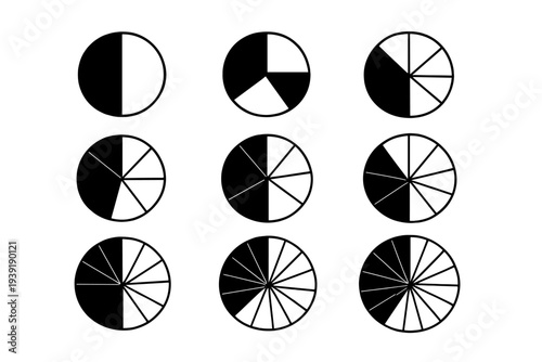 Different shapes and patterns made with black and white sections