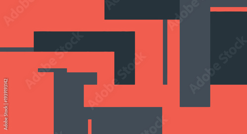 Abstract geometric shapes in coral and charcoal a striking silhouette