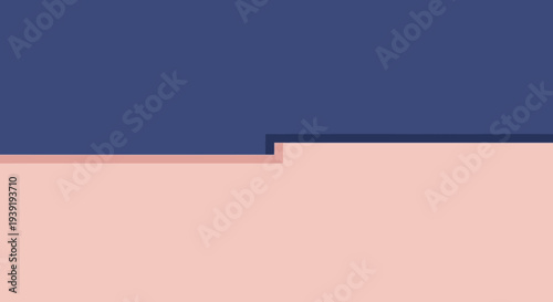 Tableau sur toile Abstract color block composition with a dark figure silhouette