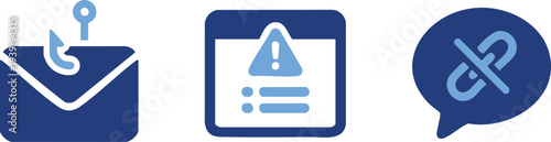 Set of 3 blue communication icons vector