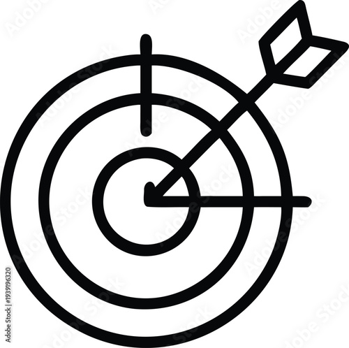 Business Target Bullseye with Arrow Line Art Icon