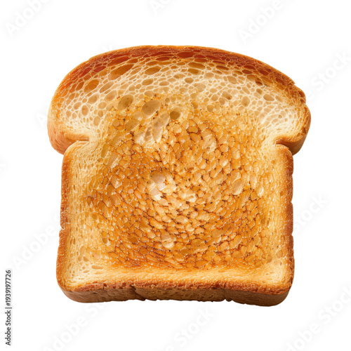 A perfectly golden brown slice of toasted bread on transparent background
