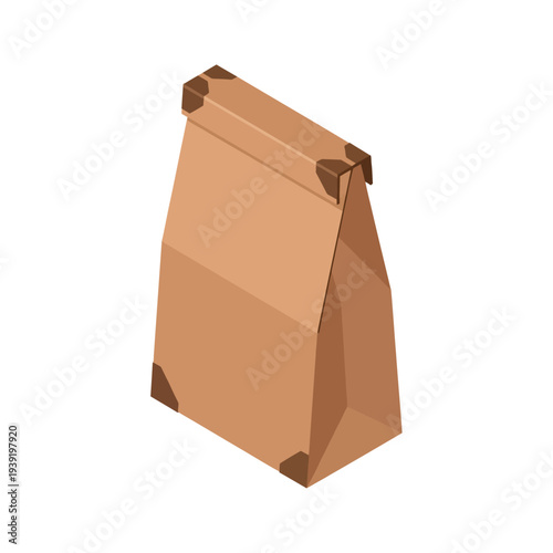 Brown paper bag with folded top and reinforced corners.