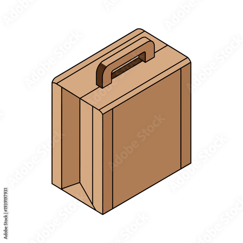 Simple brown briefcase with handle on top.