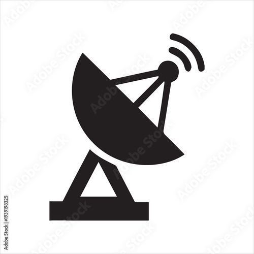 Modern satellite dish antenna icon for communication technology