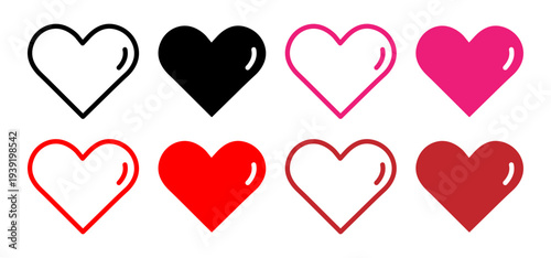 Heart icons pack. vector illustrations designs