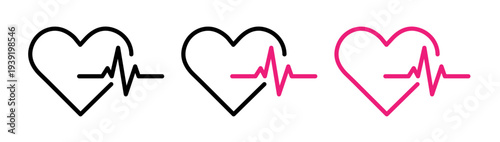 Heartbeat icons pack. vector illustrations designs