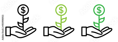 Money tree icons pack. vector illustrations designs