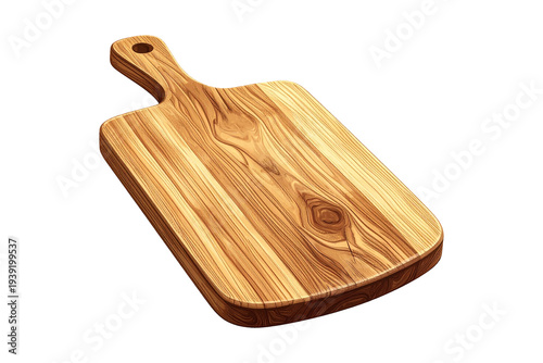 Wooden cutting board with visible wood grain texture on transparent background