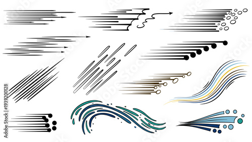 Speed Lines and Motion Trails: An Illustrative Vector Collection for Dynamic Design, Anime Effects, and Cartoon Movement, Perfect for Comics, Gaming, and High-Velocity Visuals